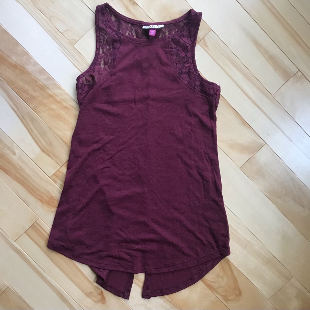 SO Lace Wine Red Tank Top